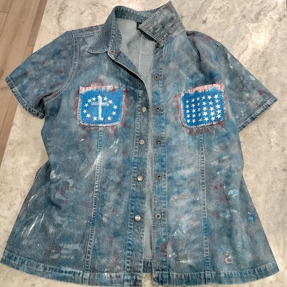 OOAK Sonoma Denim Americana shirt sleeve summer jacket/shirt Large